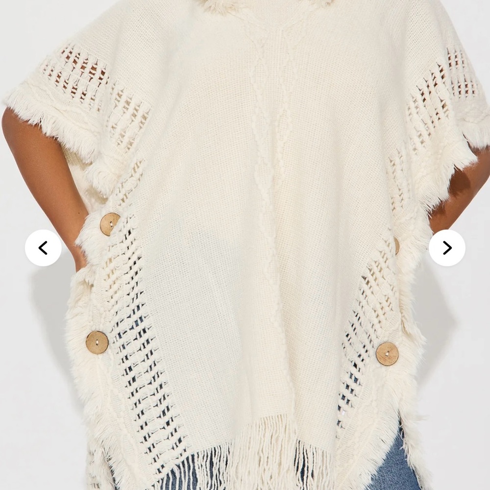 Women's Cream Knit Sweater Poncho